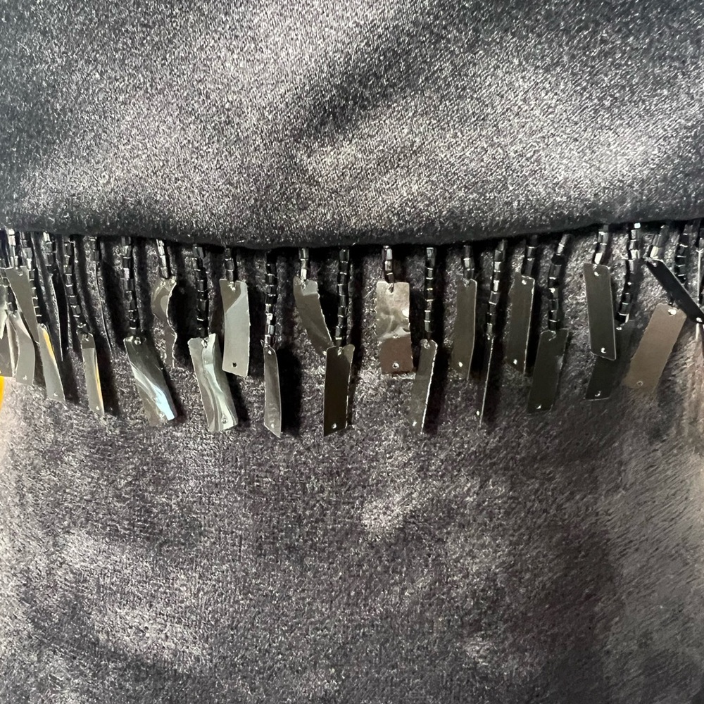 Vintage Y2K Jessica McClintock Millennium 2000 Black strapless fringe crop top - Picture 10 of 16